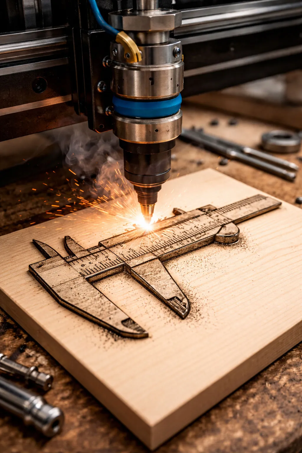 Lasergravur von einem Messschieber Bild mit Hilfe von KI erstellt. Lasergravur von einem Messschieber Bild mit Hilfe von KI erstellt.