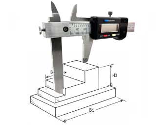 Preview: Skizze zum Sondermessschieber mit verstellbarem Messschieber.
