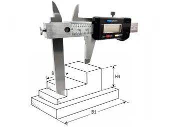 Skizze zum Sondermessschieber mit verstellbarem Messschieber.