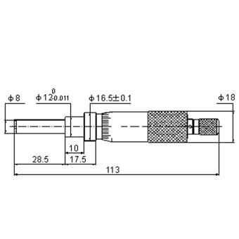 Einbaumikrometer mit nicht drehender Spindel 25mm.