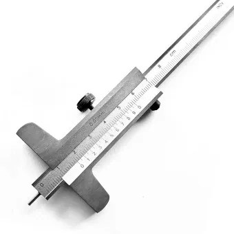 Tiefenmessschieber analog mit runder Messspitze zur Vermessung kleinster Bohrtiefen.