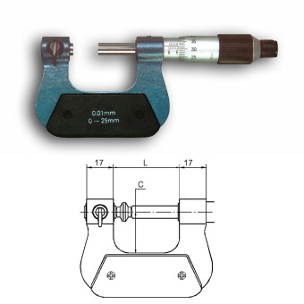 Universalmikrometer 0-200mm mit 7 Paar Einsätzen