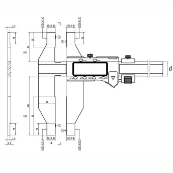 Skizze zum Messschieber bis 1000mm Messbereich