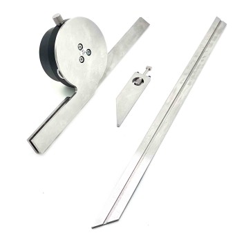 Preview: Rückseite von einem Winkelmesser mit 150mm und 300mm Schieber.