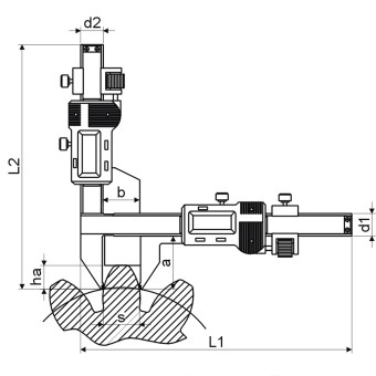 Zahnweiten Messschieber Skizze