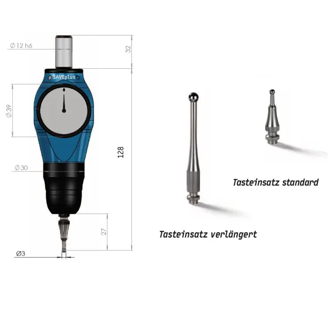 3D Taster mit 27mm Tasteinsatz+3mm Hartmetallkugel