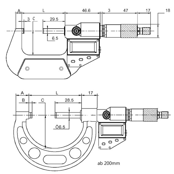 Detailzeichnung Mikrometer 0-300mm