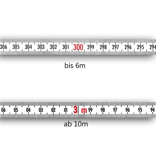 Bandmaß 10mm selbstklebend rechts-links.