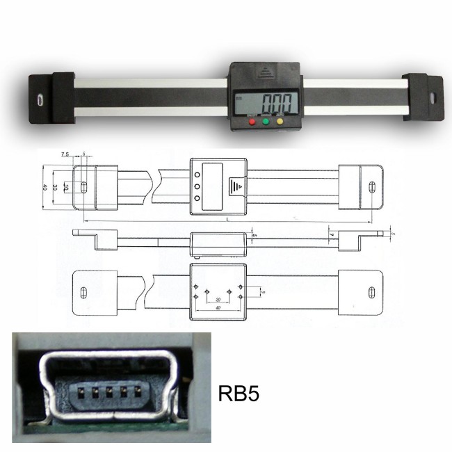 Einbaumessschieber horizontal mit Alu-Kastenprofil