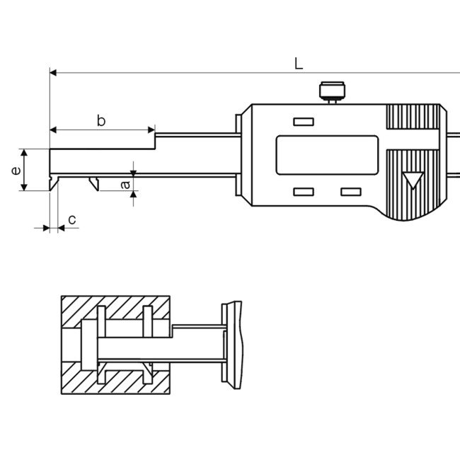 Skizze von einem Innennutenmessschieber 140mm.