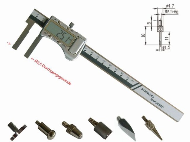 Universal Messschieber 150-200mm + 7 Paar Taststücke