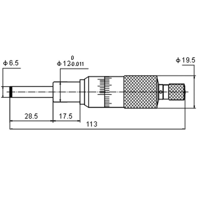 Einbaumessschraube mit parallaxfreier Ablesung.