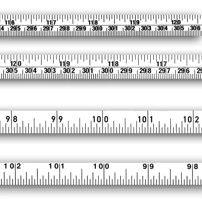 Spezialmaßband mit verschiedenen Skalierungen+selbstklebend.