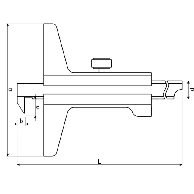 Skizze zum Tiefenmessschieber mit Haken