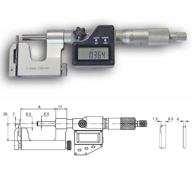 digitales Mikrometer mit Zylinder-und Flacheinsatz