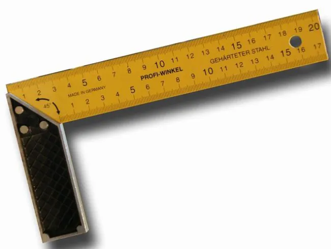 Tischlerwinkel mit gelb beschichteter Stahlzunge